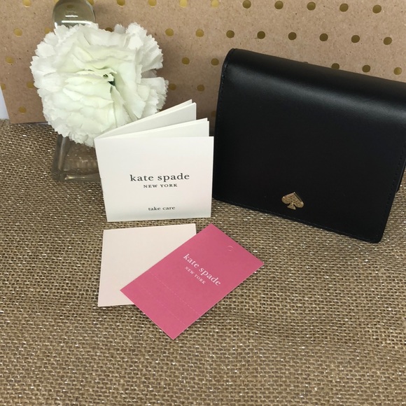 New! Kate Spade Small Bifold Wallet, Black/Dolce๐ - Picture 2 of 10